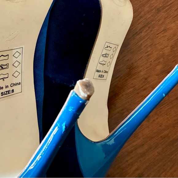 Electric Blue Velvet Stiletto Heels Size 8 | Shoe Republic LA Pointed Pumps - Picture 7 of 7